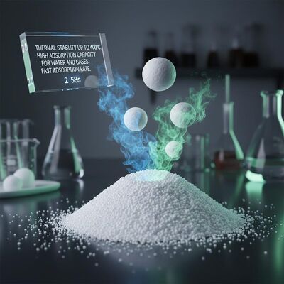 ऊष्मा स्थिरता 400°C तक पानी और गैसों के लिए उच्च अवशोषण क्षमता और तेजी से अवशोषण दर 2*58s के साथ आणविक छलनी अवशोषक